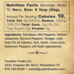Habanero nutritional information and ingredients